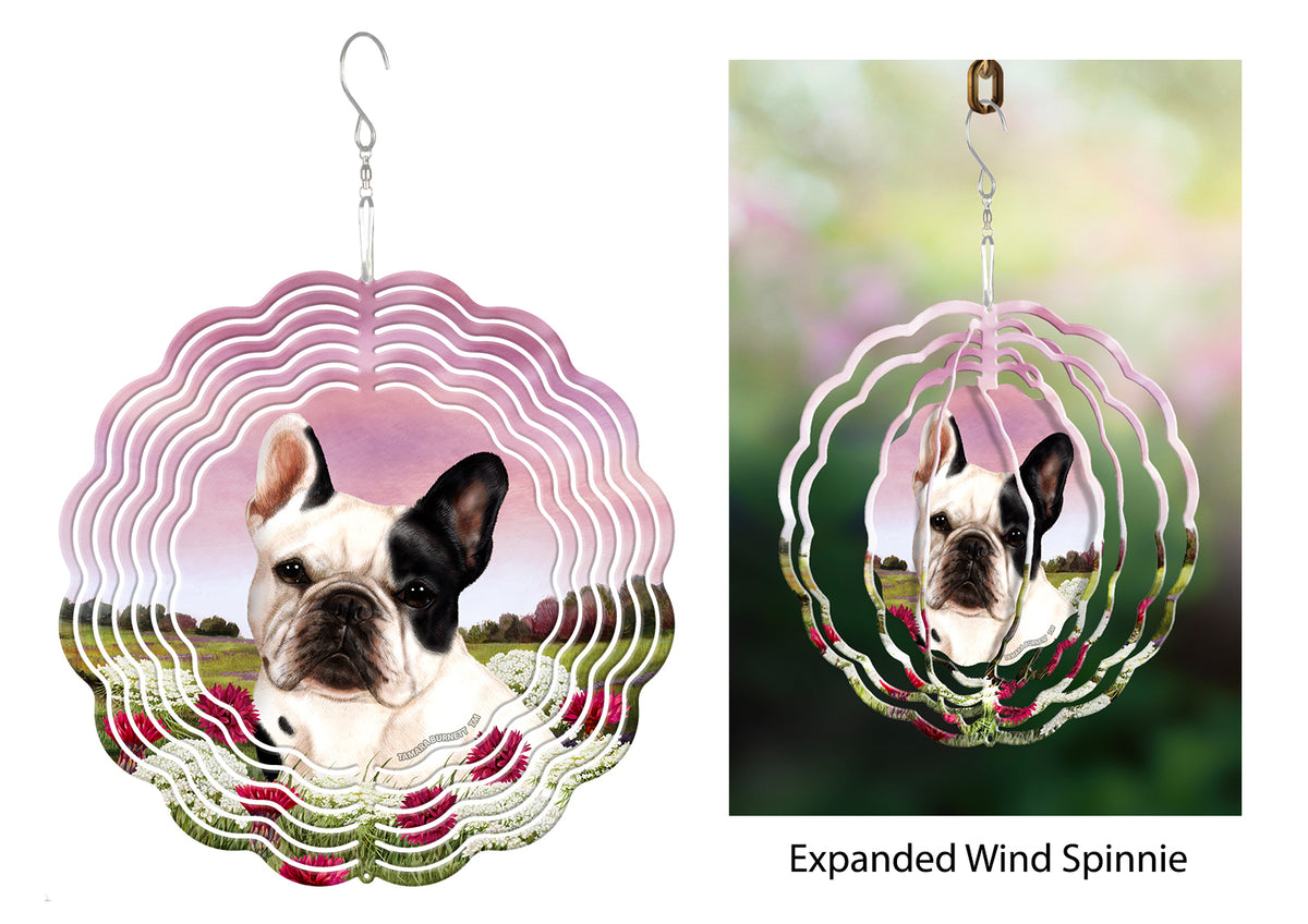 French Bulldog White And Black Wind Spinner