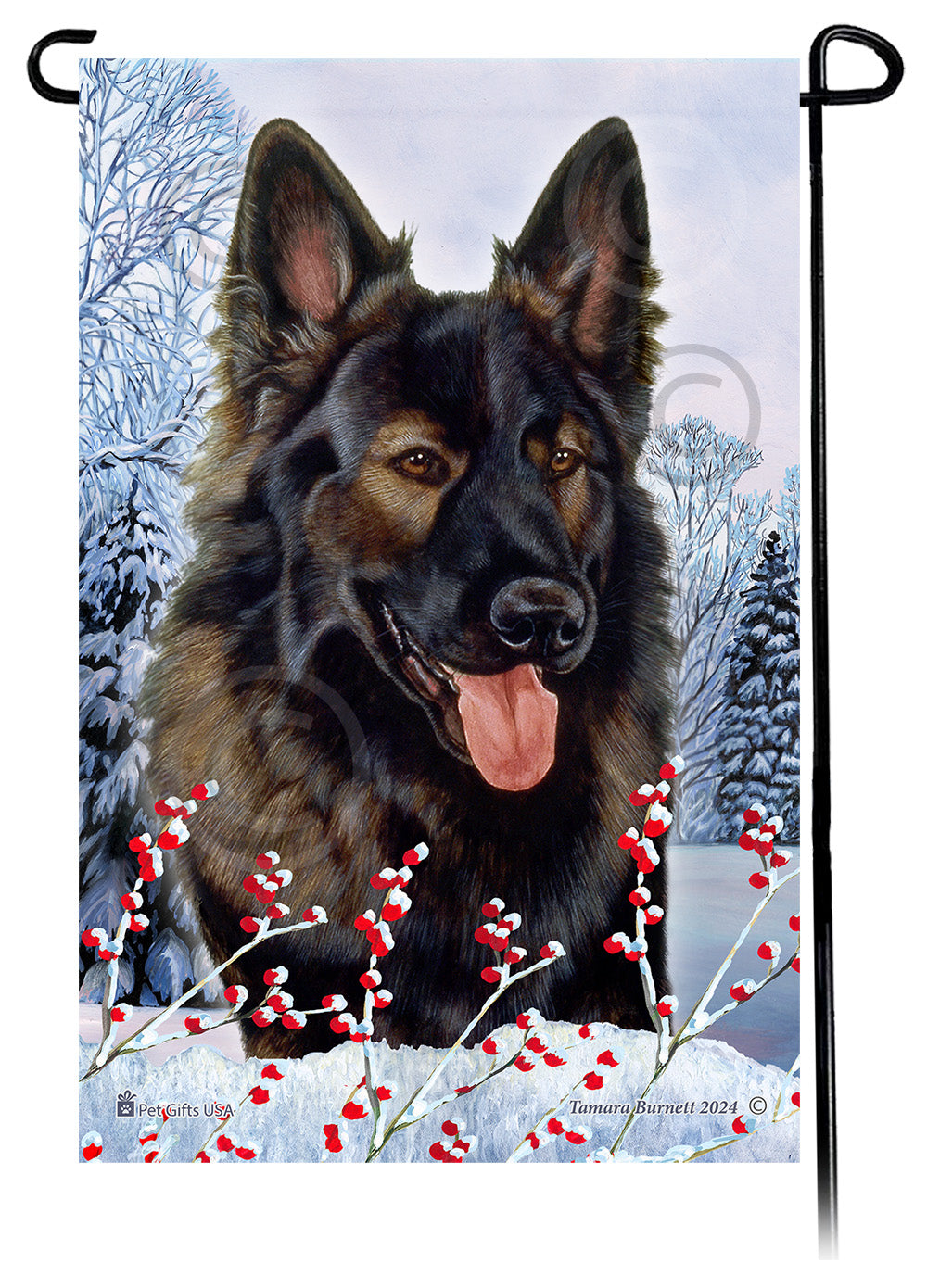 German Shepherd Winterberries - Garden Flag