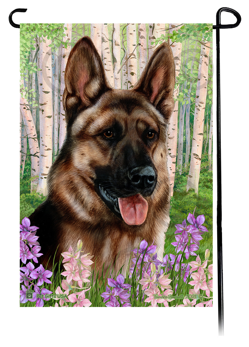 German Shepherd Spring Flowers Garden Flags