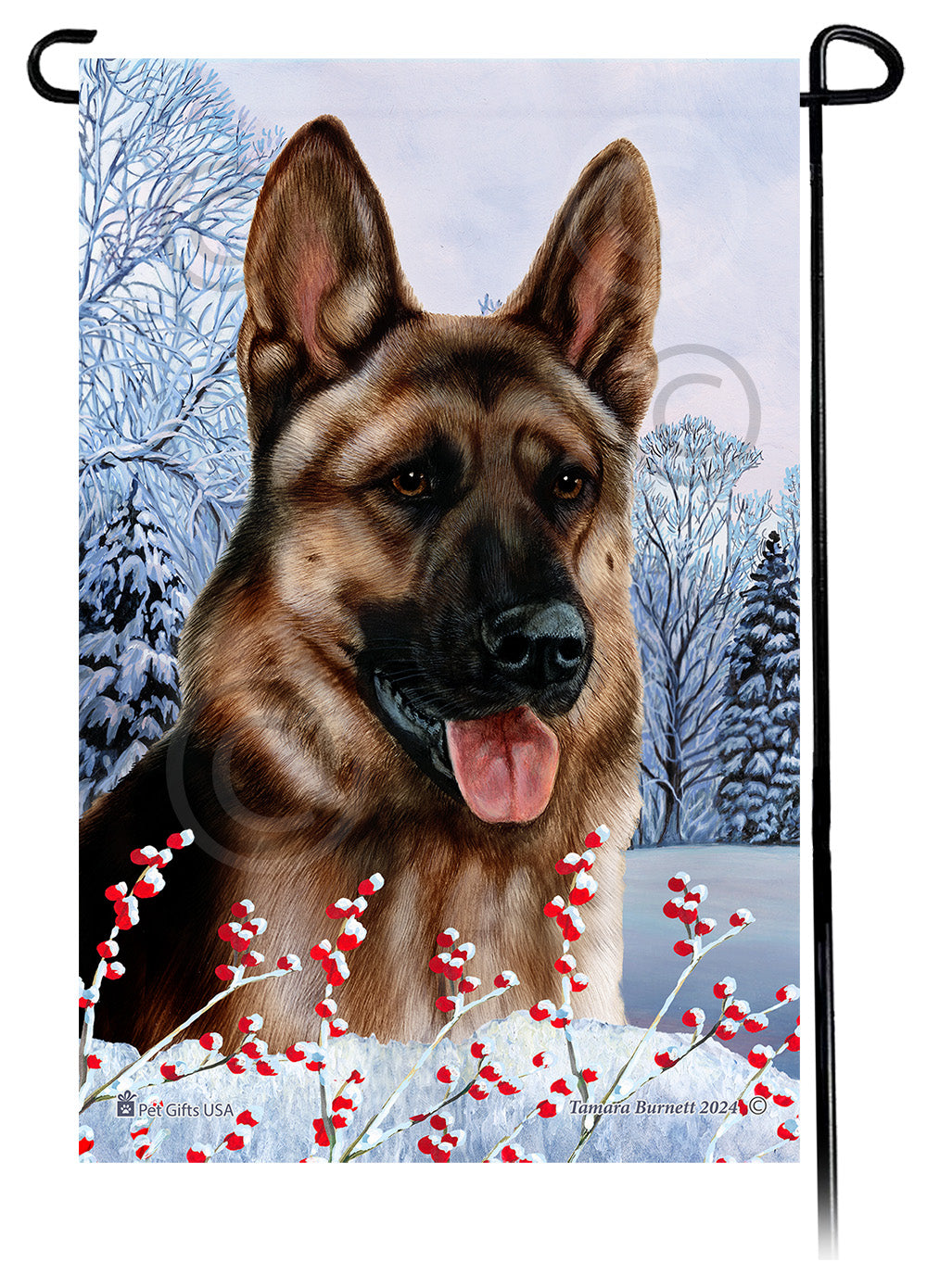 German Shepherd Winterberries - Garden Flag