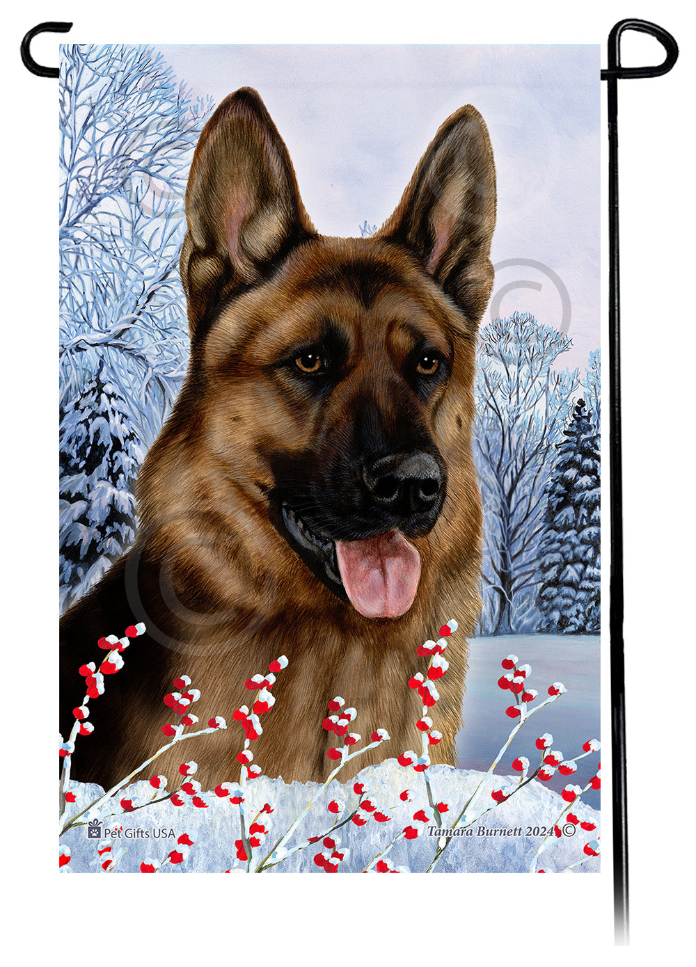 German Shepherd Winterberries - Garden Flag
