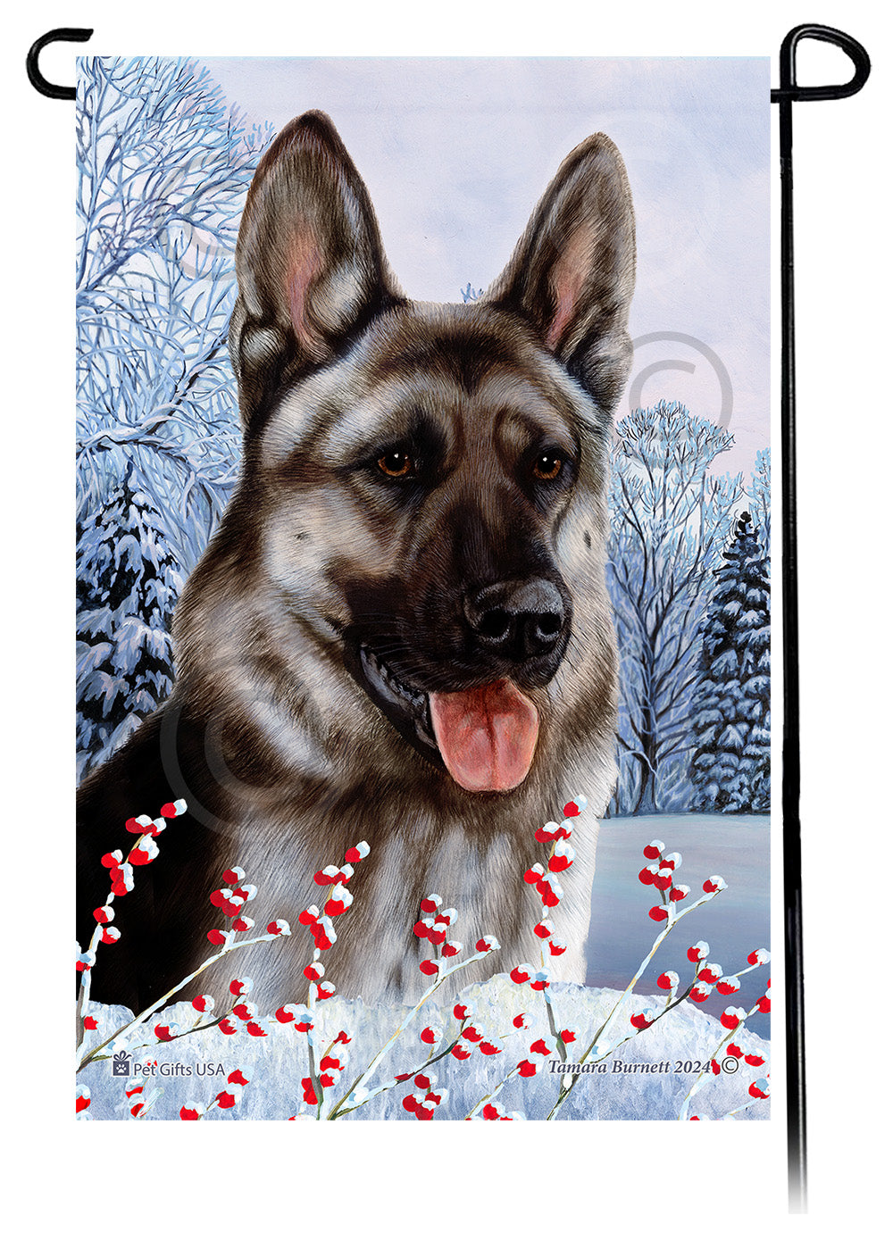 German Shepherd Winterberries - Garden Flag