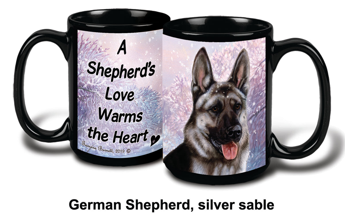 German Shepherd Silver Sable Winter Mug 15 oz