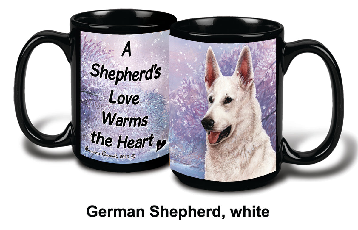German Shepherd White Winter Mug 15 oz