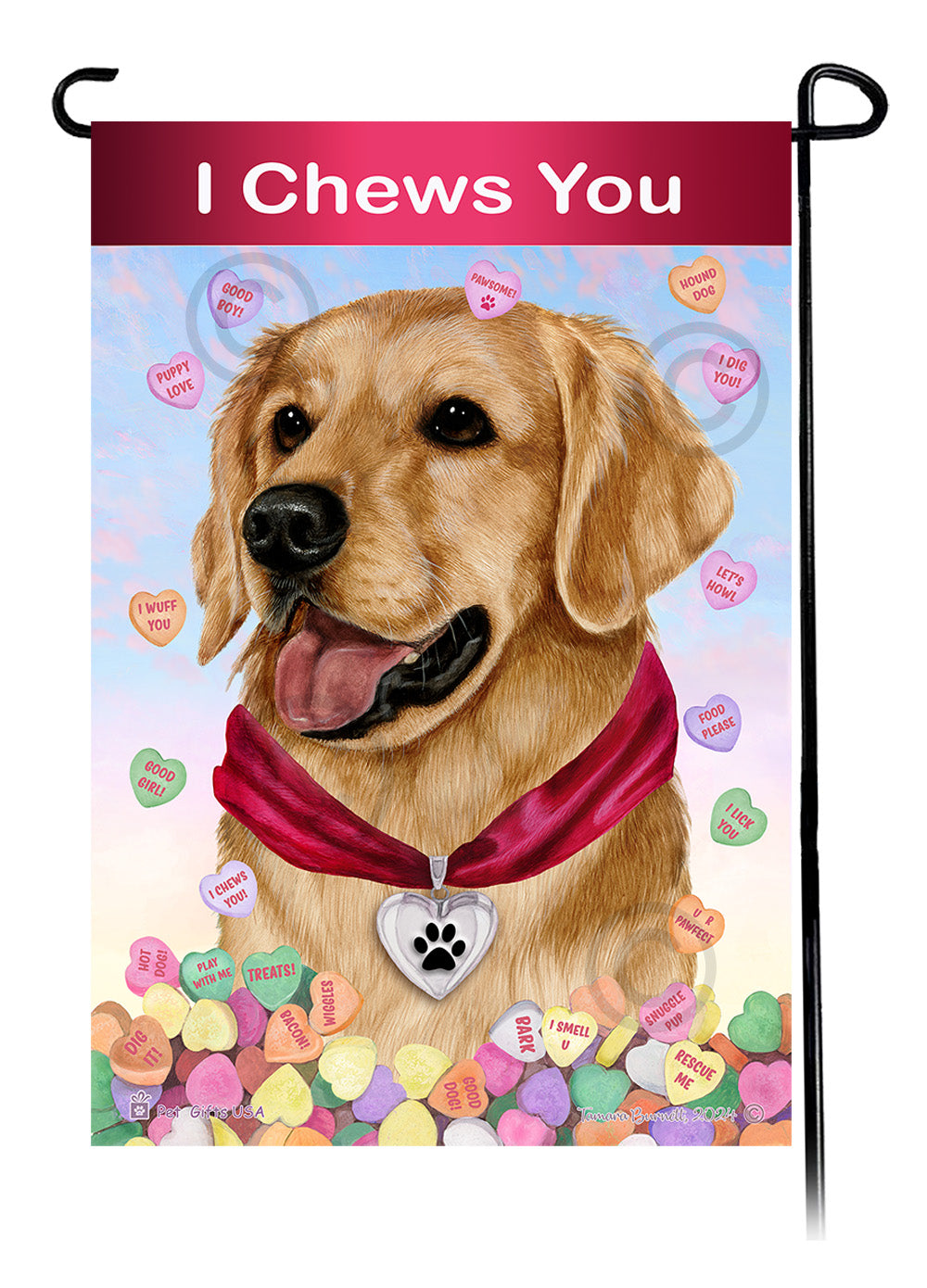 Golden Retriever Valentine Sweetheart Garden Flags