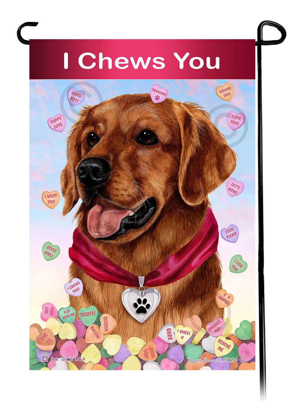 Golden Retriever Valentine Sweetheart - Garden Flag