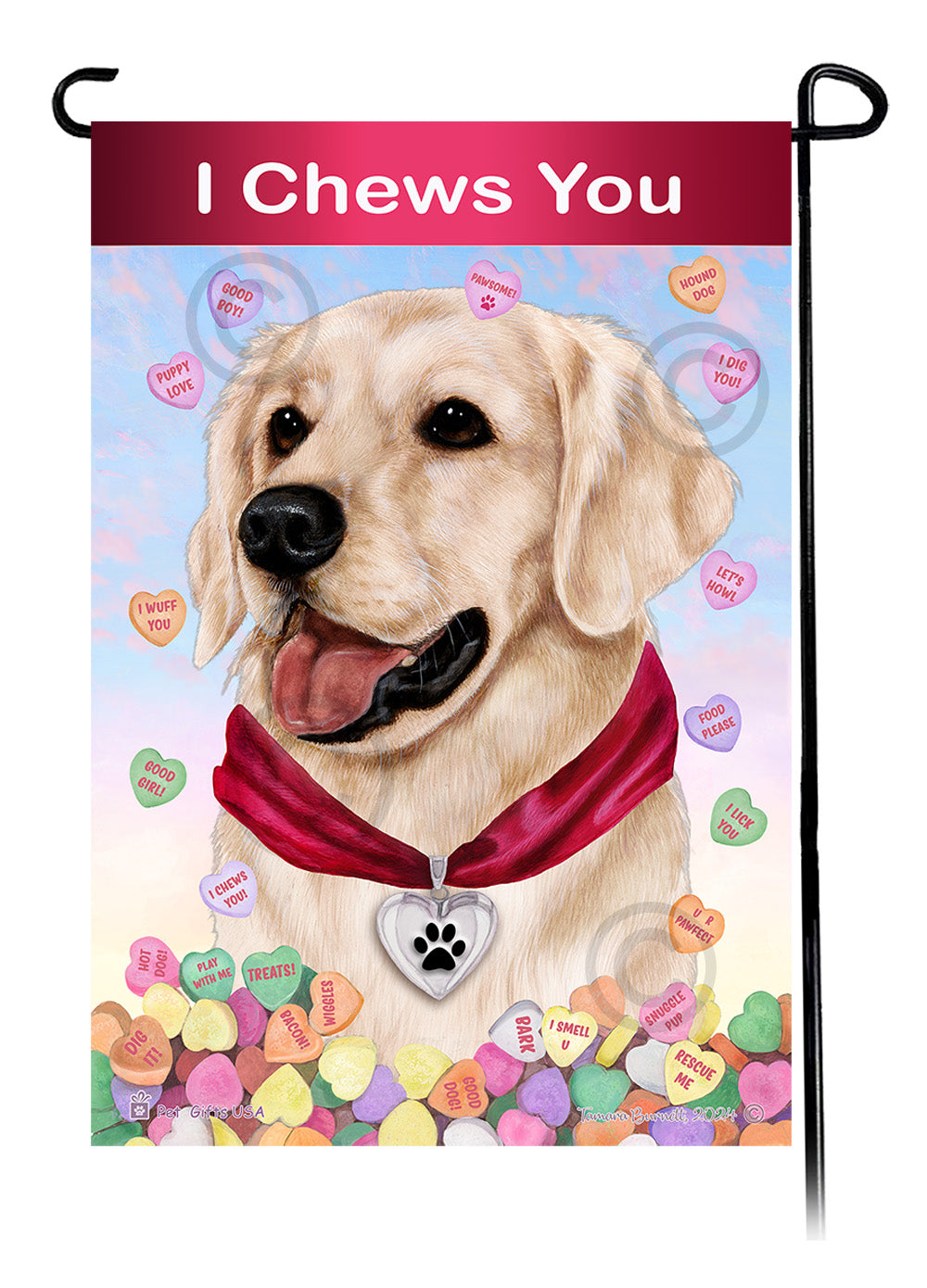 Golden Retriever Valentine Sweetheart - Garden Flag