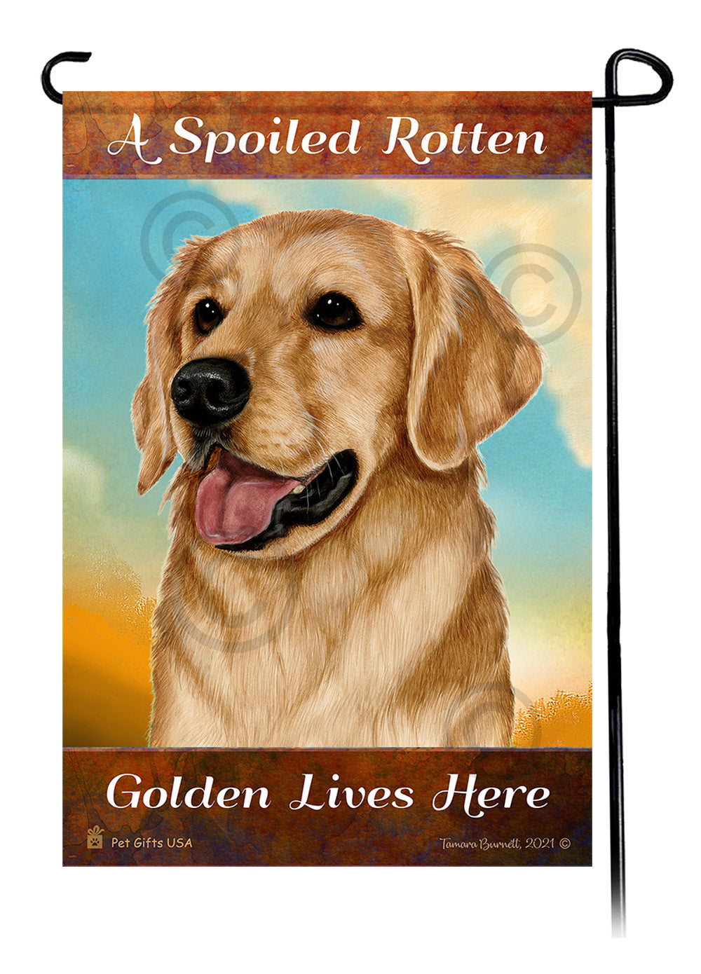 Golden Retriever Spoiled Rotten Garden Flags