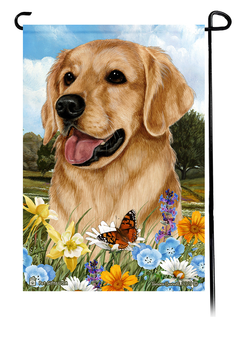 Golden Retriever Summer Flowers Garden Flags