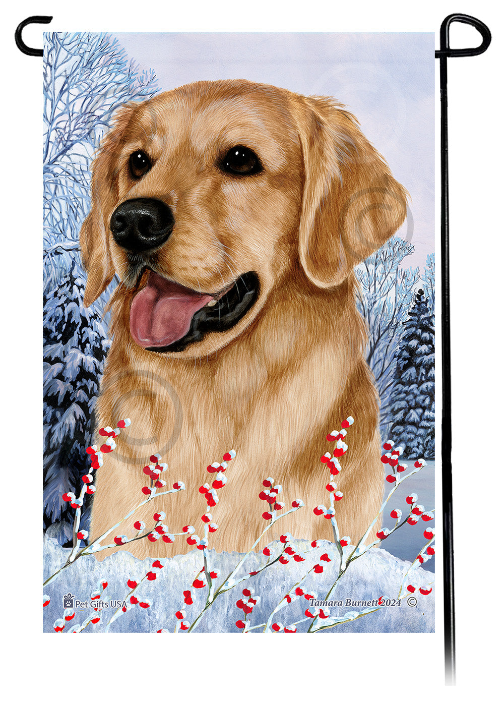 Golden Retriever Winterberries Garden Flags
