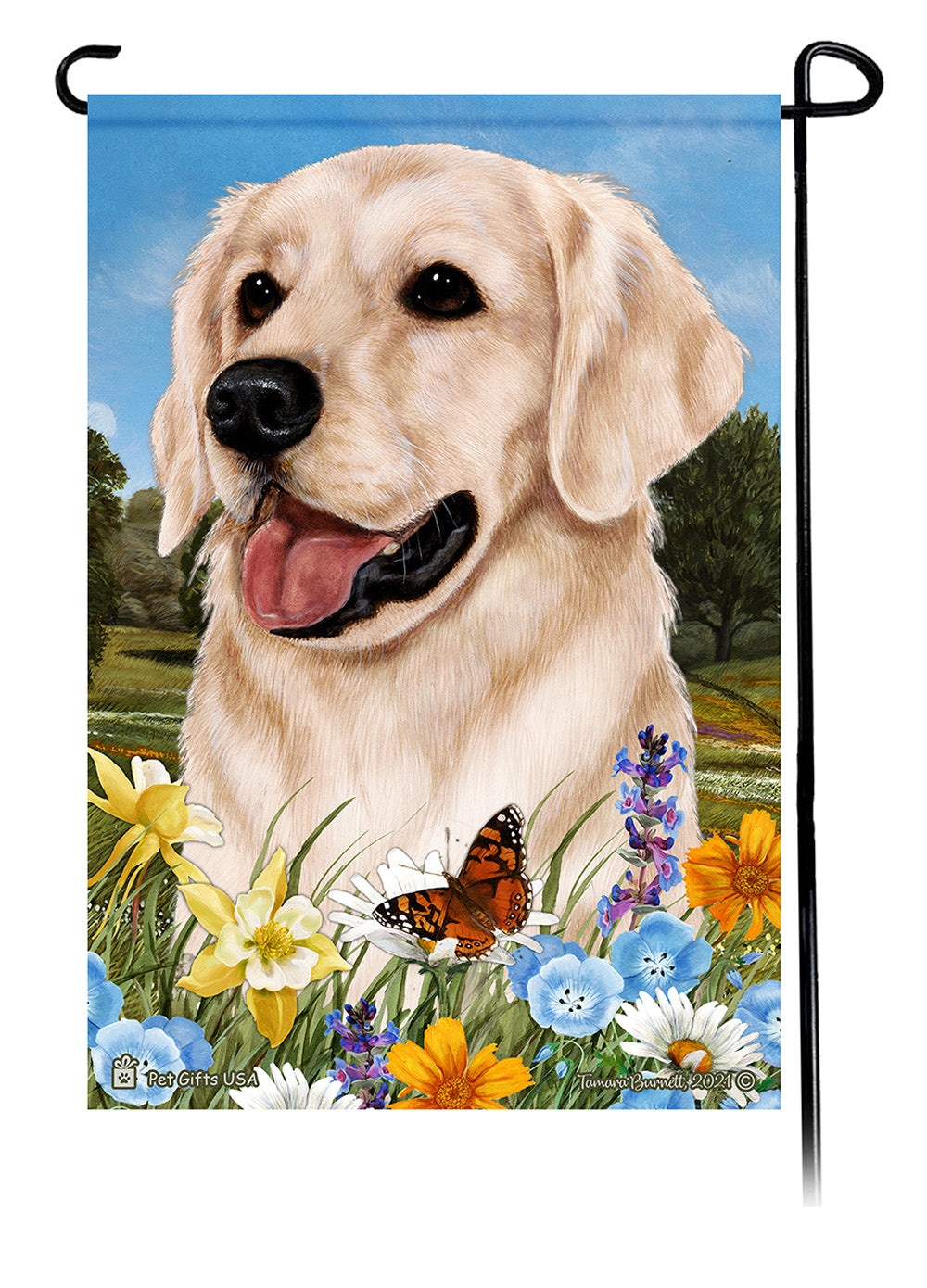 Golden Retriever Summer Flowers - Garden Flag