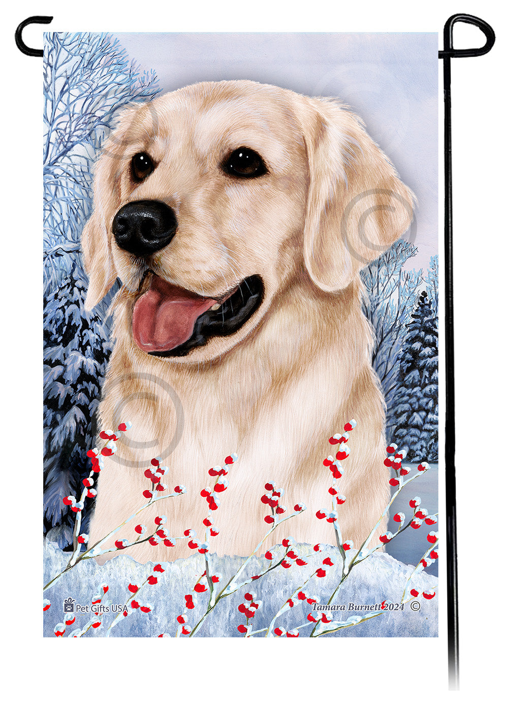 Golden Retriever Winterberries - Garden Flag