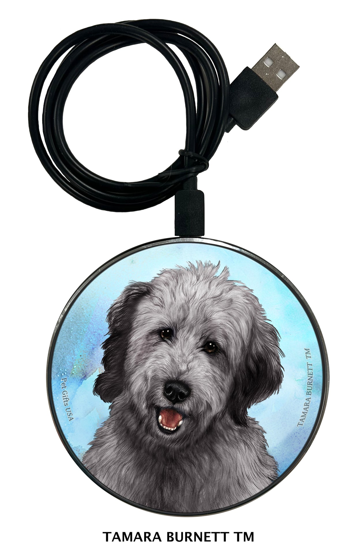 Goldendoodle Grey Zoomies Wireless Charger