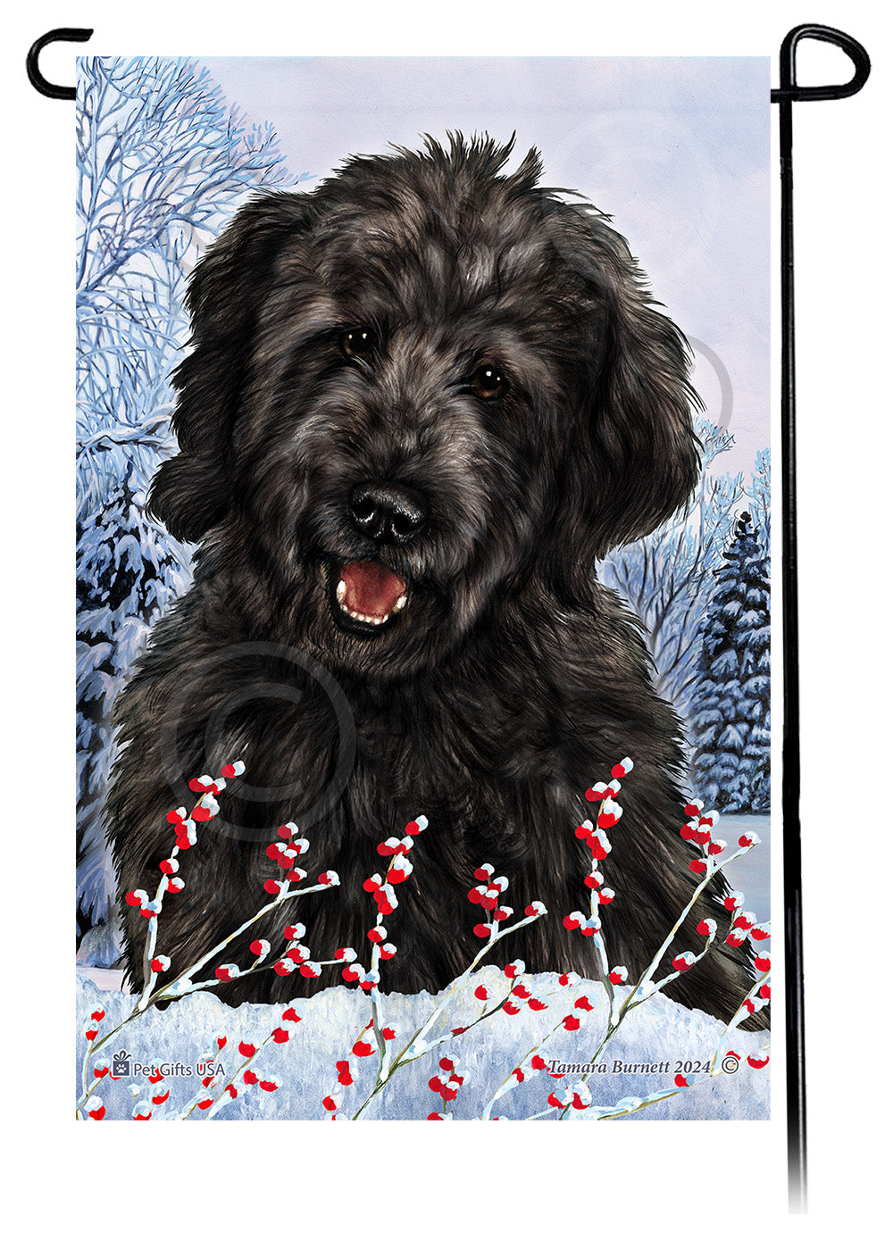 Goldendoodle Winterberries - Garden Flag