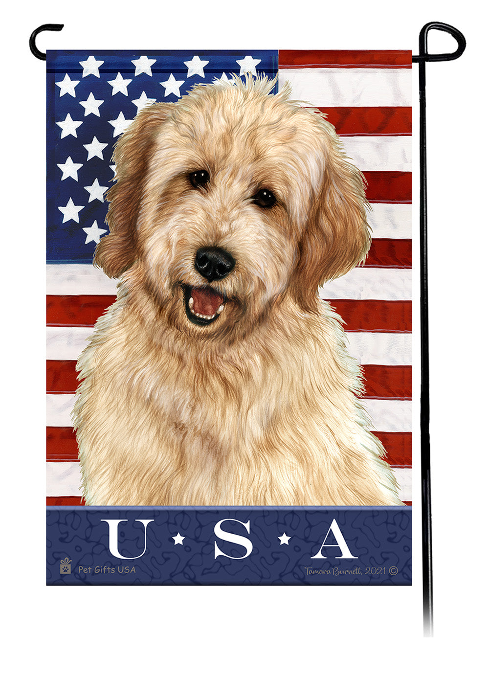 Goldendoodle True Blue Garden Flags