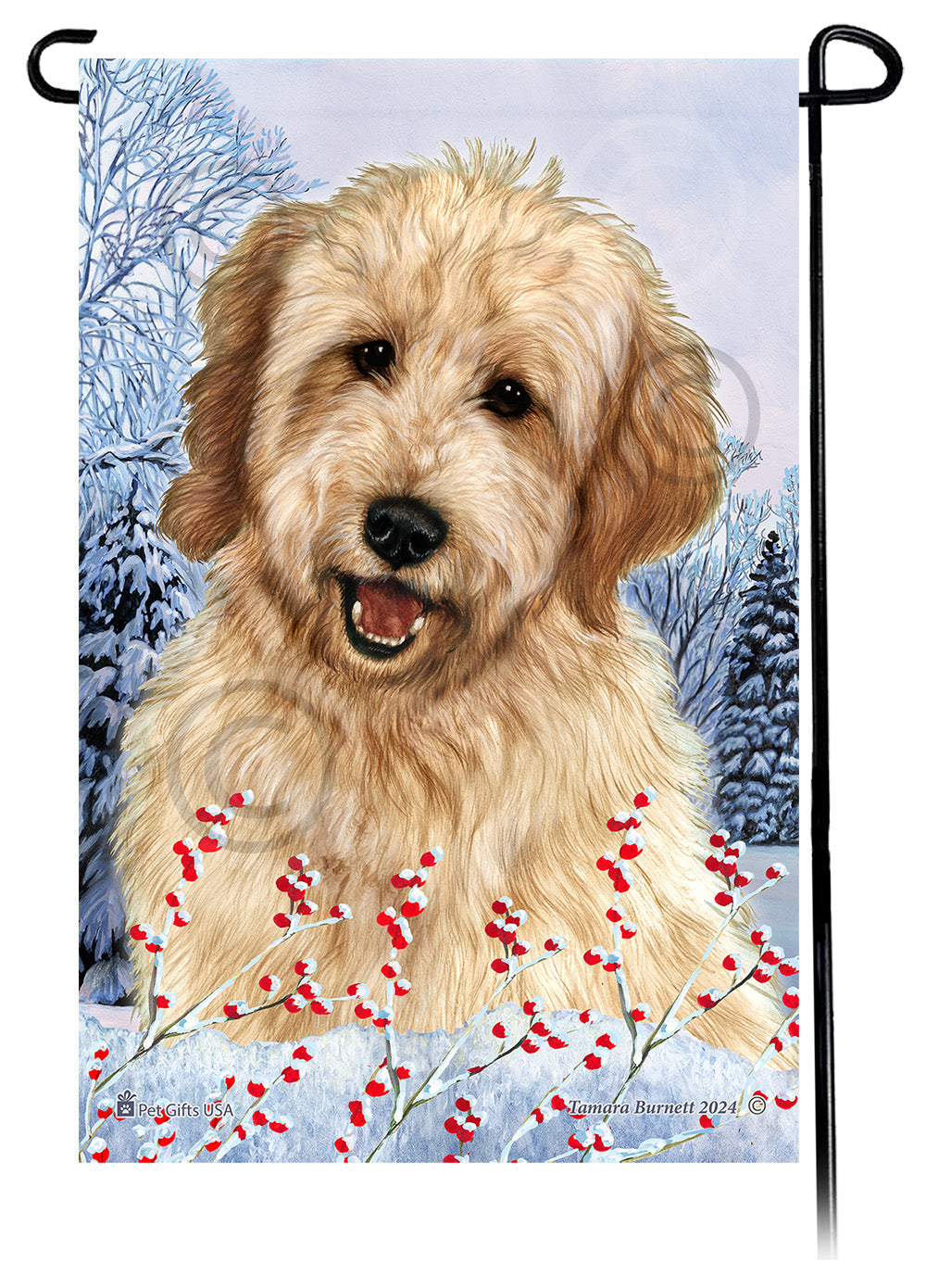 Goldendoodle Winterberries - Garden Flag