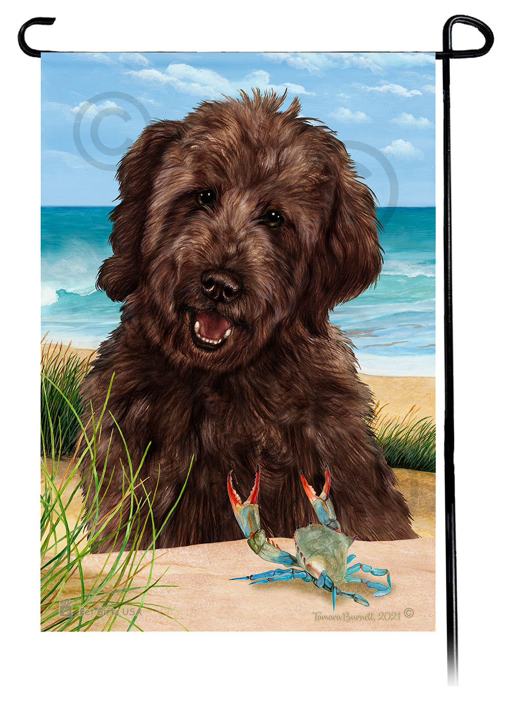 Goldendoodle Summer Flowers Garden Flag