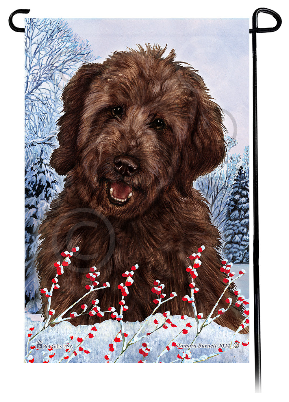 Goldendoodle Winterberries - Garden Flag