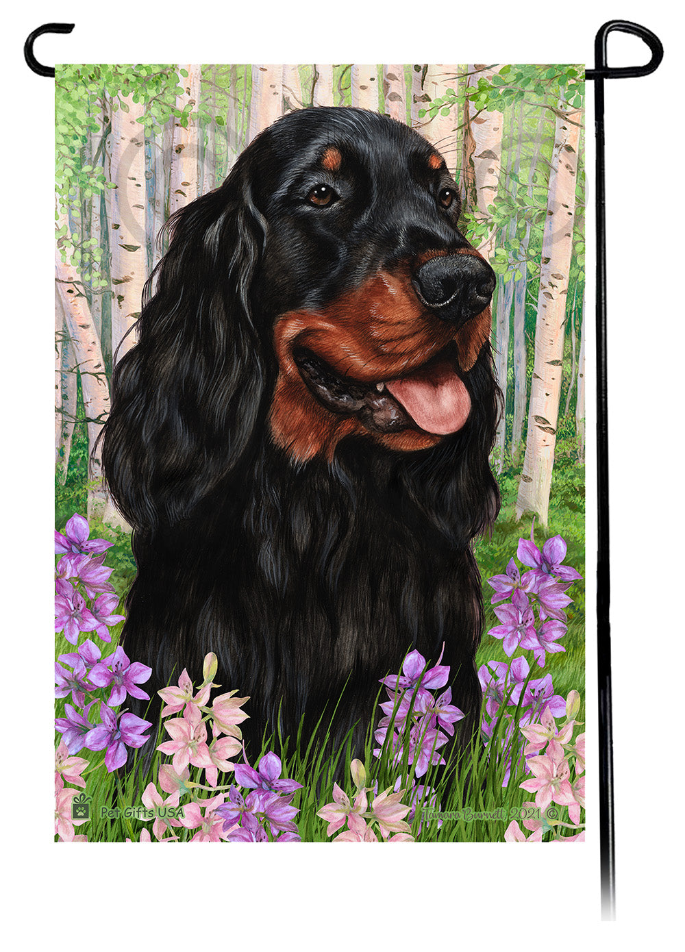 Gordon Setter Spring Flowers Garden Flags