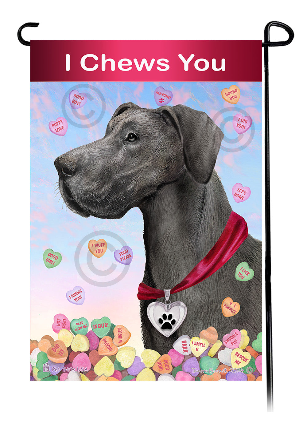 Great Dane Valentine Sweetheart - Garden Flag