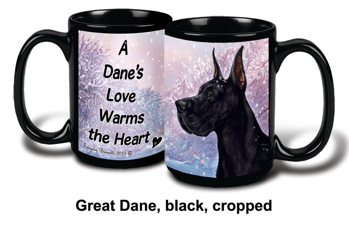 Great Dane Crop Black Winter Mug 15 oz