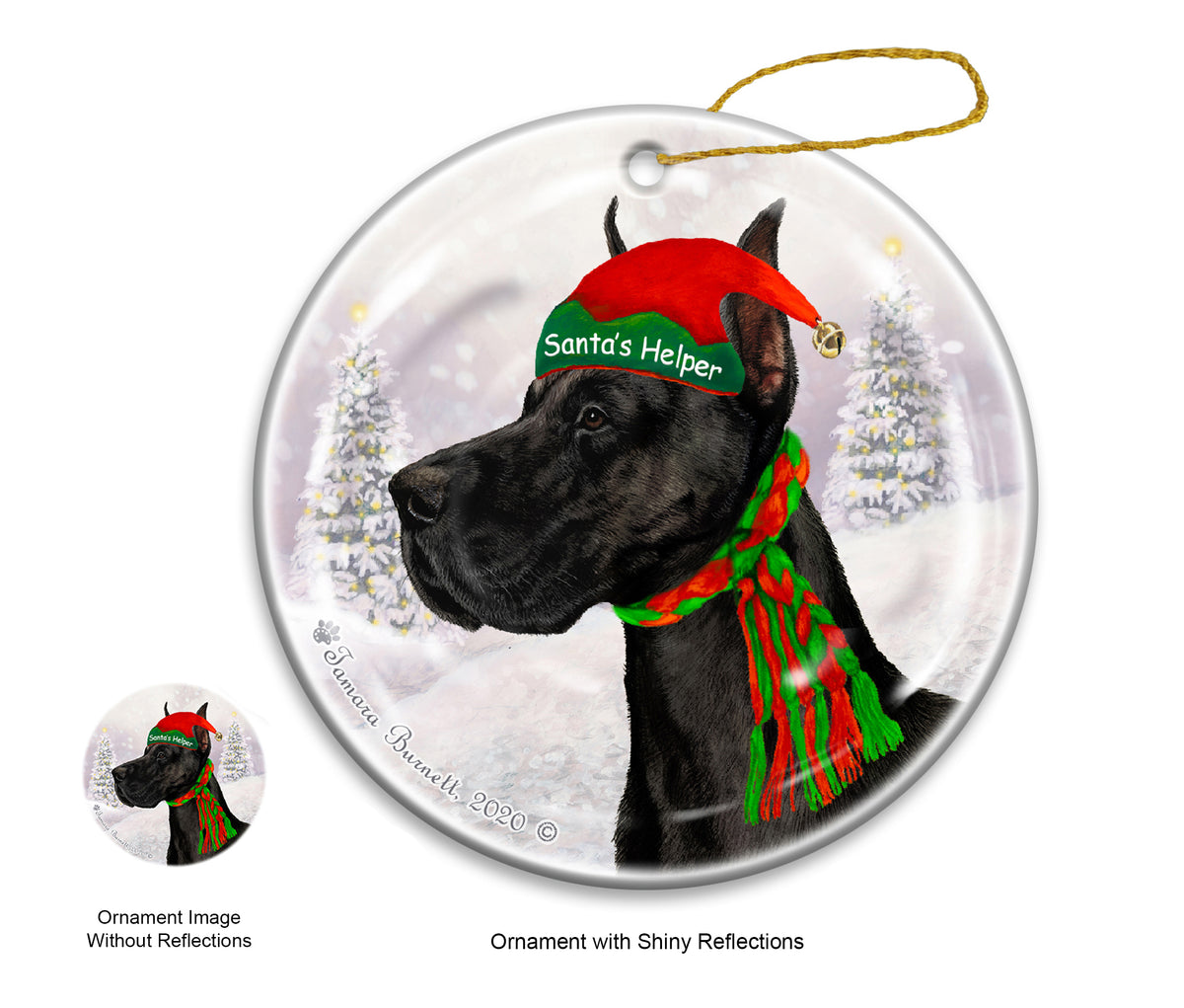 Great Dane - Santa's Helper Ornament