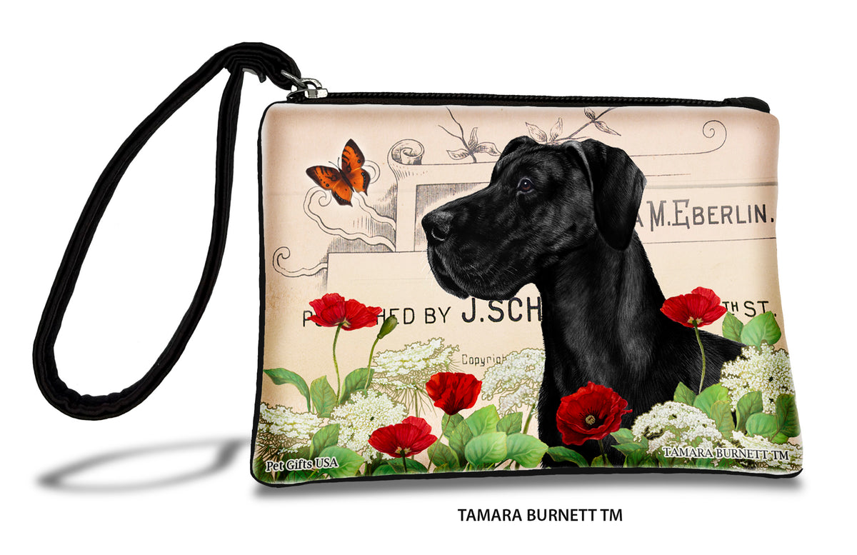 Great Dane Black Uncropped Zippees Pet Pouch