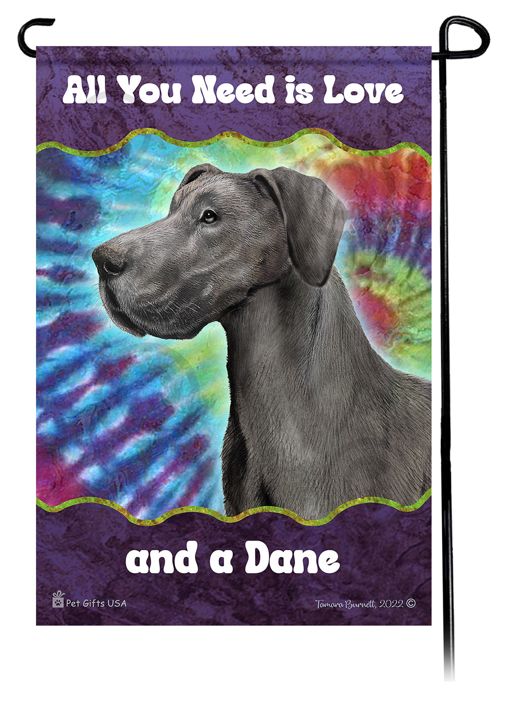 Great Dane All You Need Is Love Garden Flag