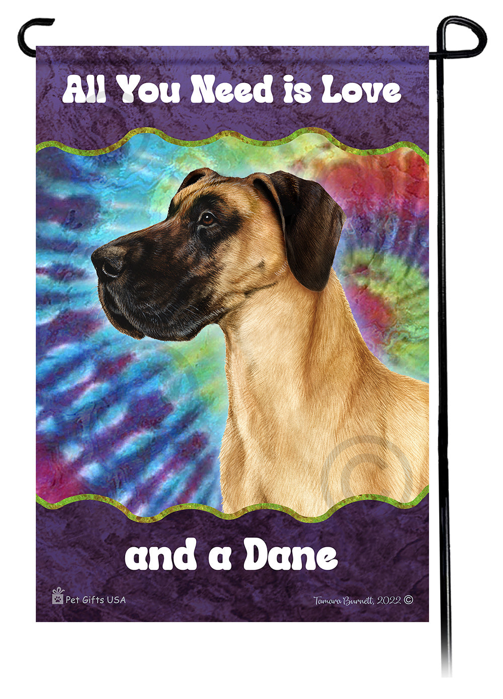 Great Dane All You Need Is Love Garden Flag