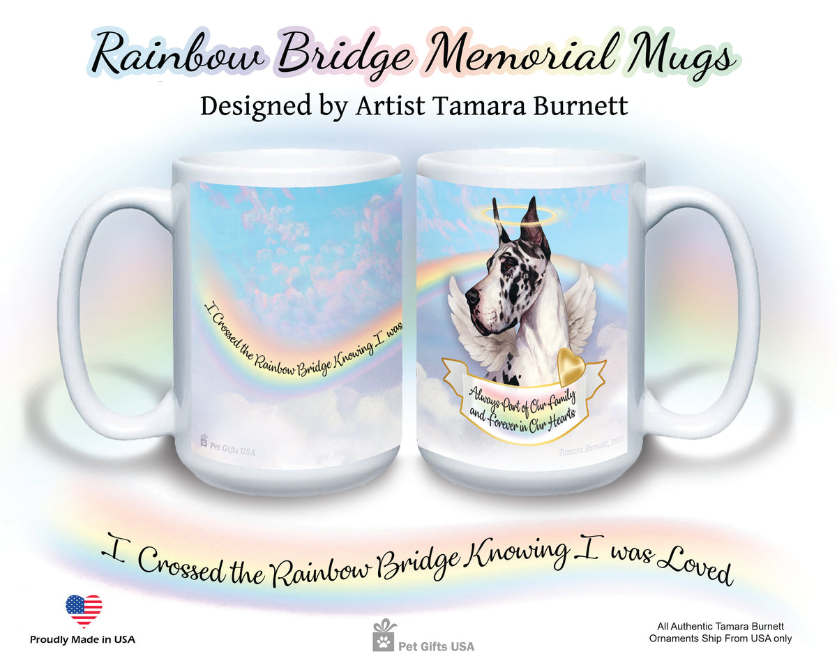 Great Dane Harlequin Cropped Memorial Mug 15 oz