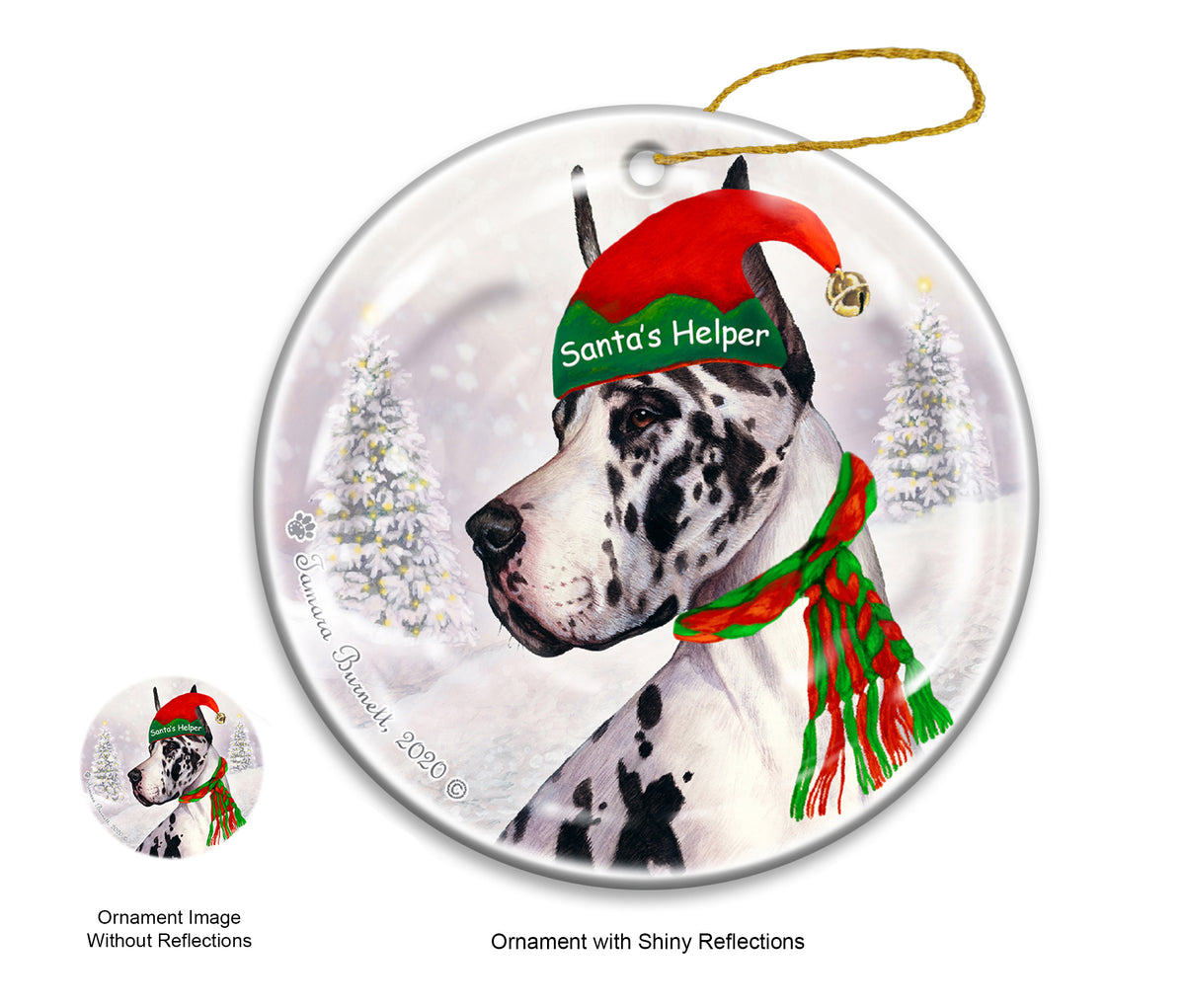 Great Dane Cropped Harlequin Ornament