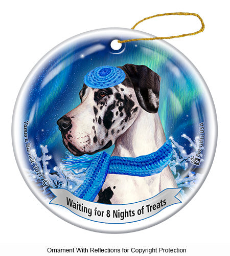 Great Dane Uncropped Harlequin Ornament
