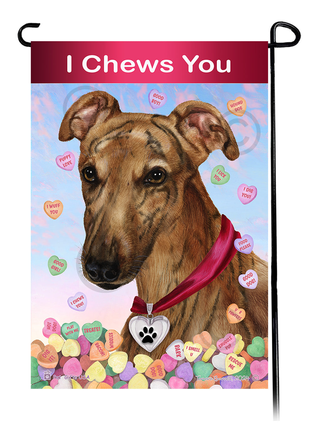 Greyhound Valentine Sweetheart - Garden Flag
