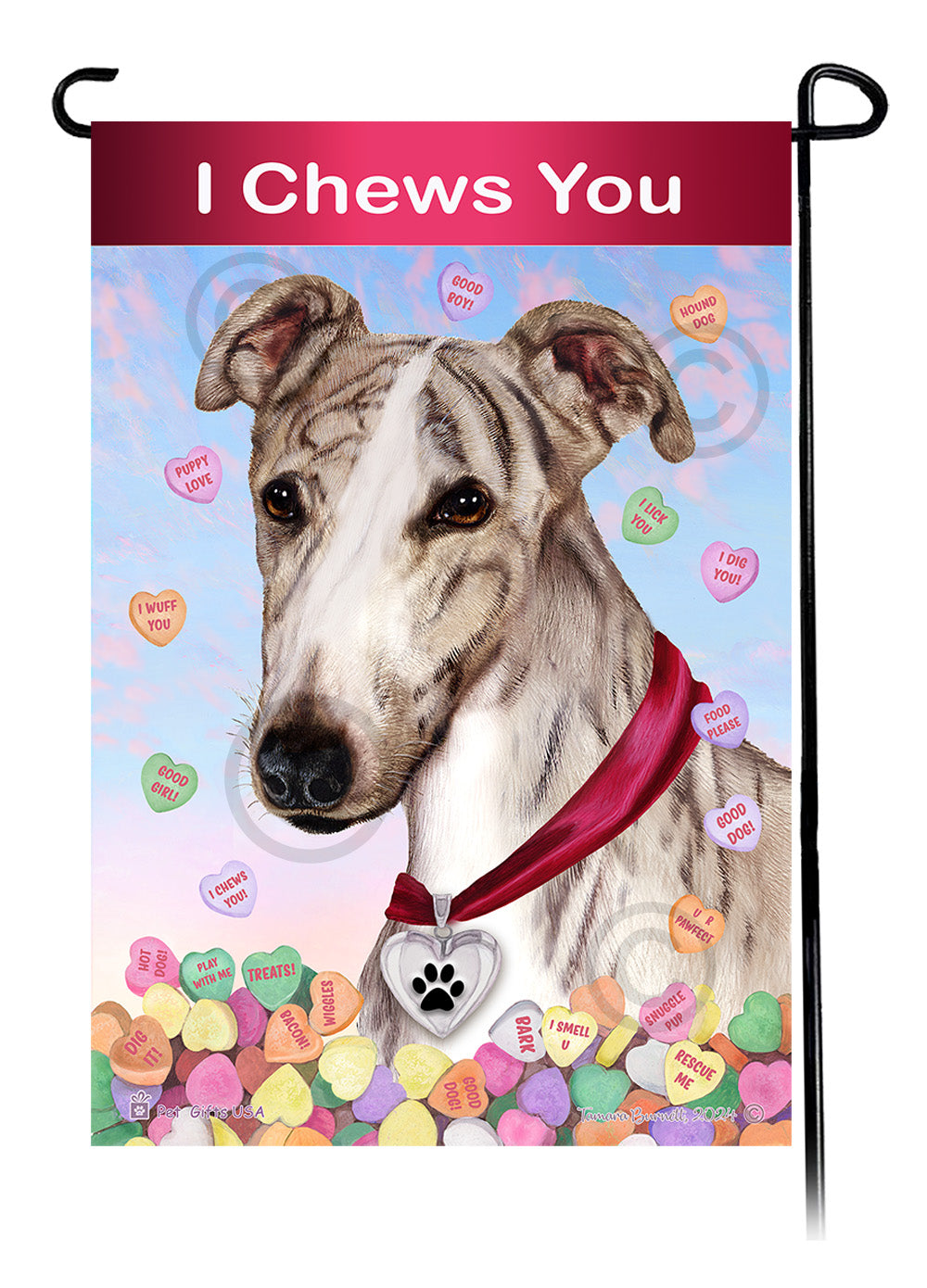 Greyhound Valentine Sweetheart - Garden Flag