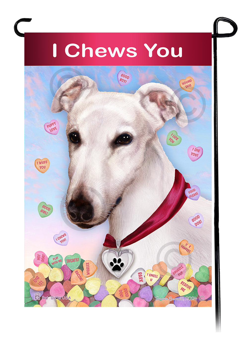 Greyhound Valentine Sweetheart - Garden Flag