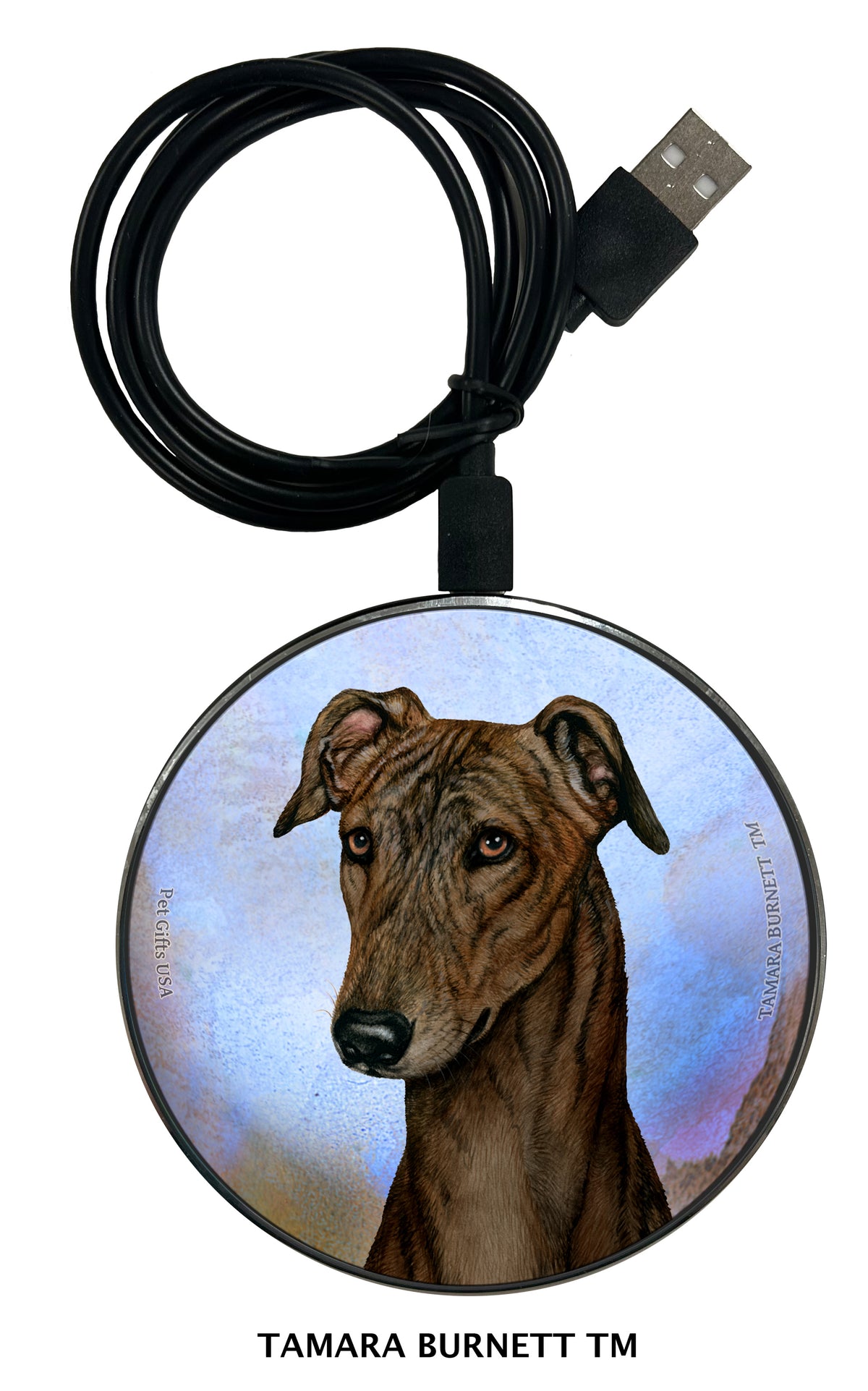 Greyhound Dark Brindle Zoomies Wireless Charger