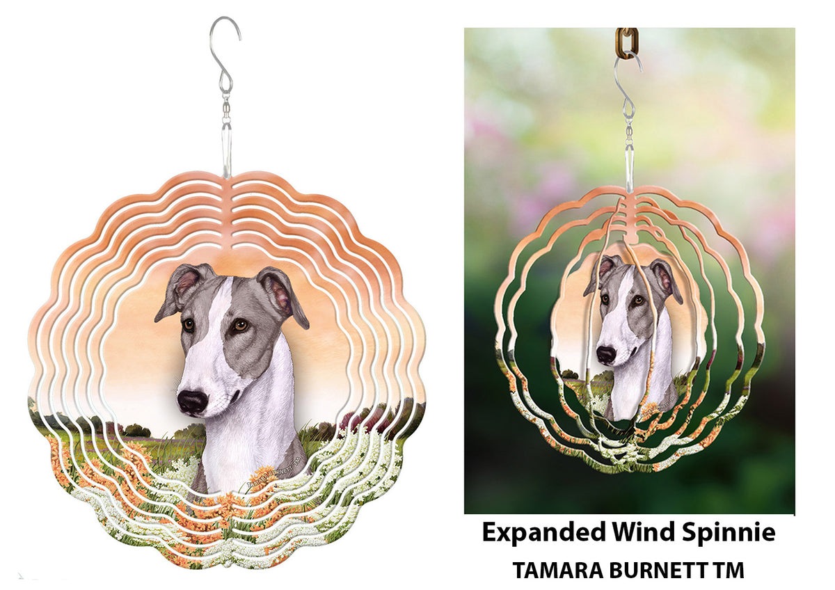 Greyhound Blue and White Wind Spinner