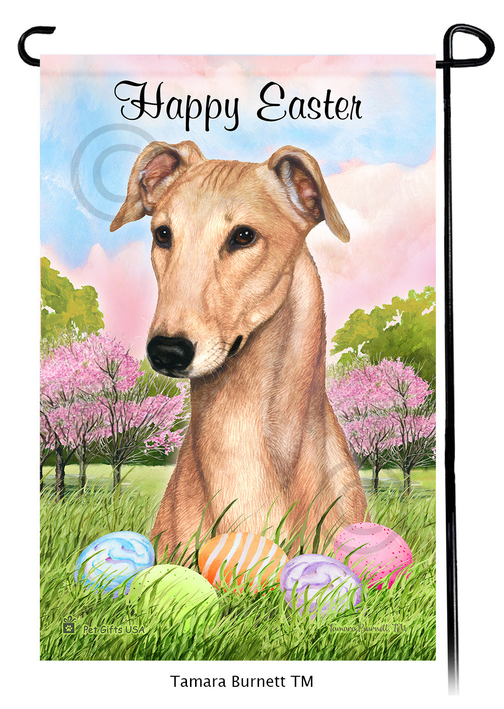 Greyhound Happy Easter - Garden Flag