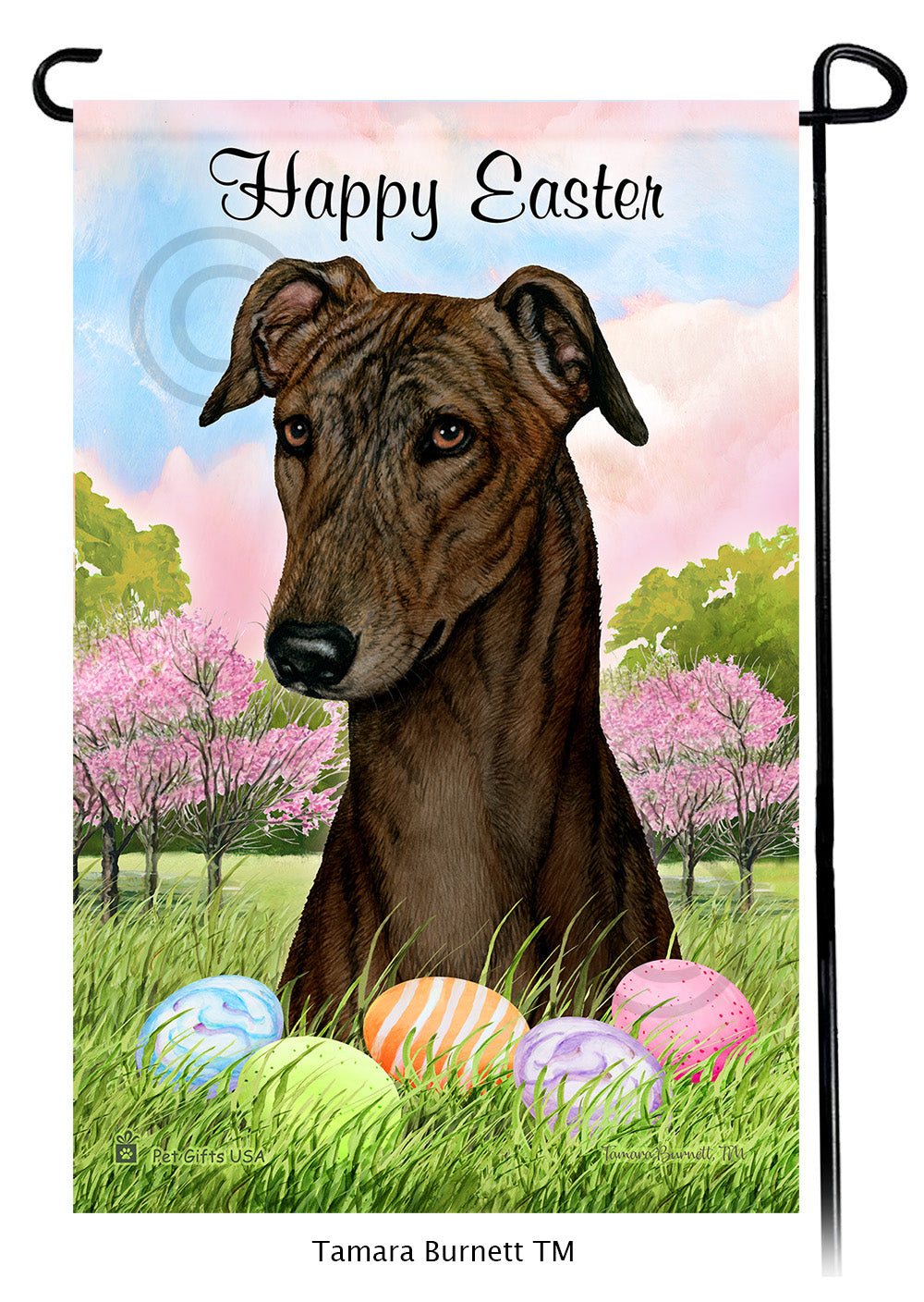 Greyhound Happy Easter - Garden Flag