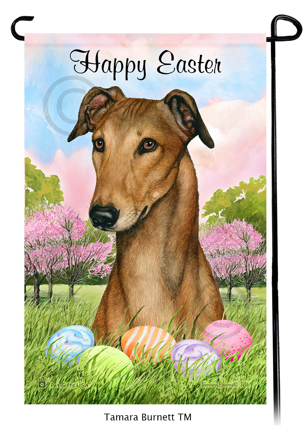 Greyhound Happy Easter - Garden Flag