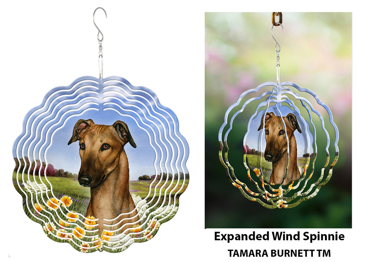 Greyhound Fawn with Mask Wind Spinner