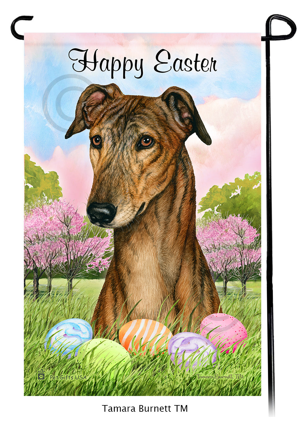 Greyhound Happy Easter - Garden Flag