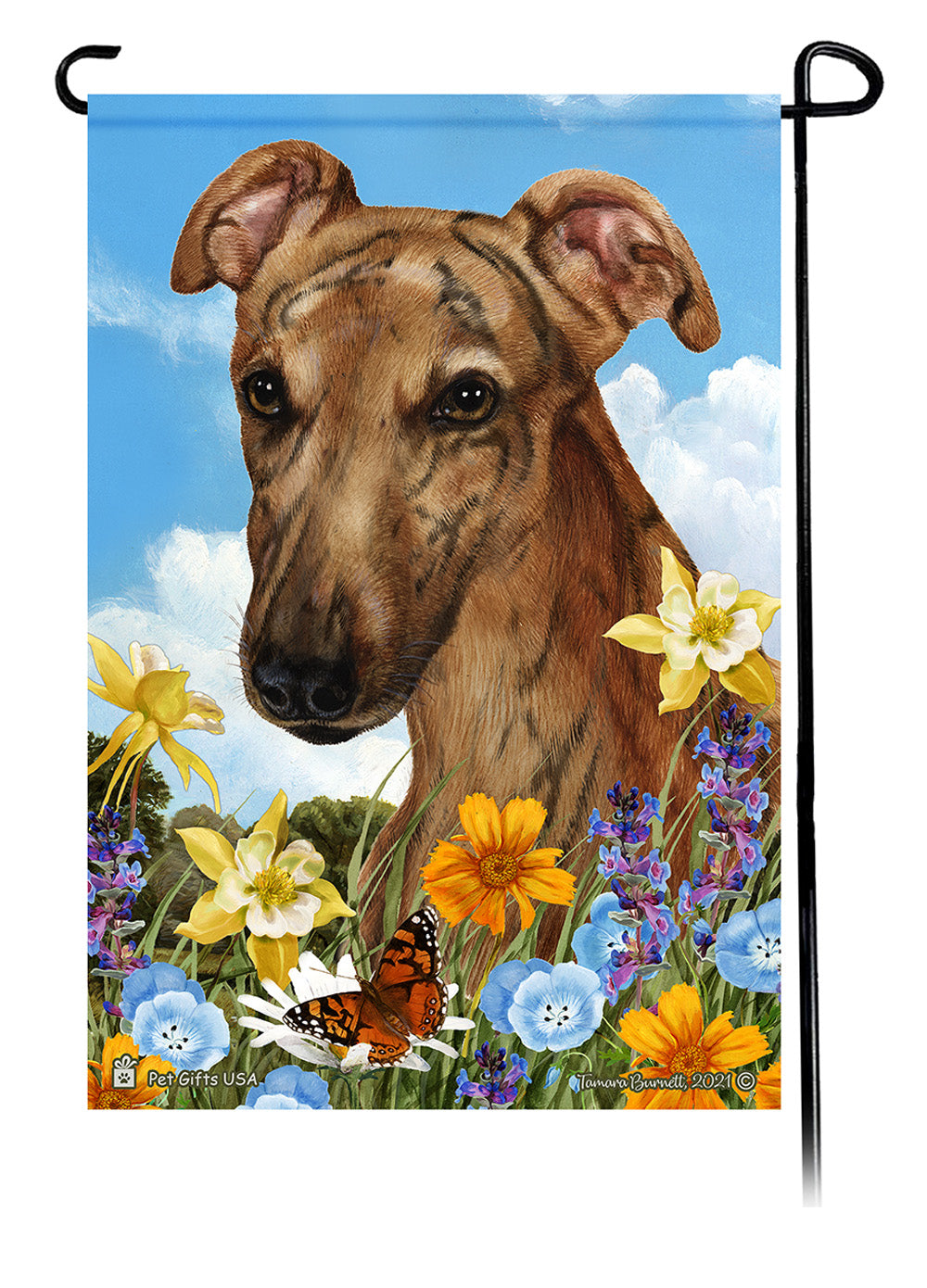Greyhound Summer Flowers - Garden Flag