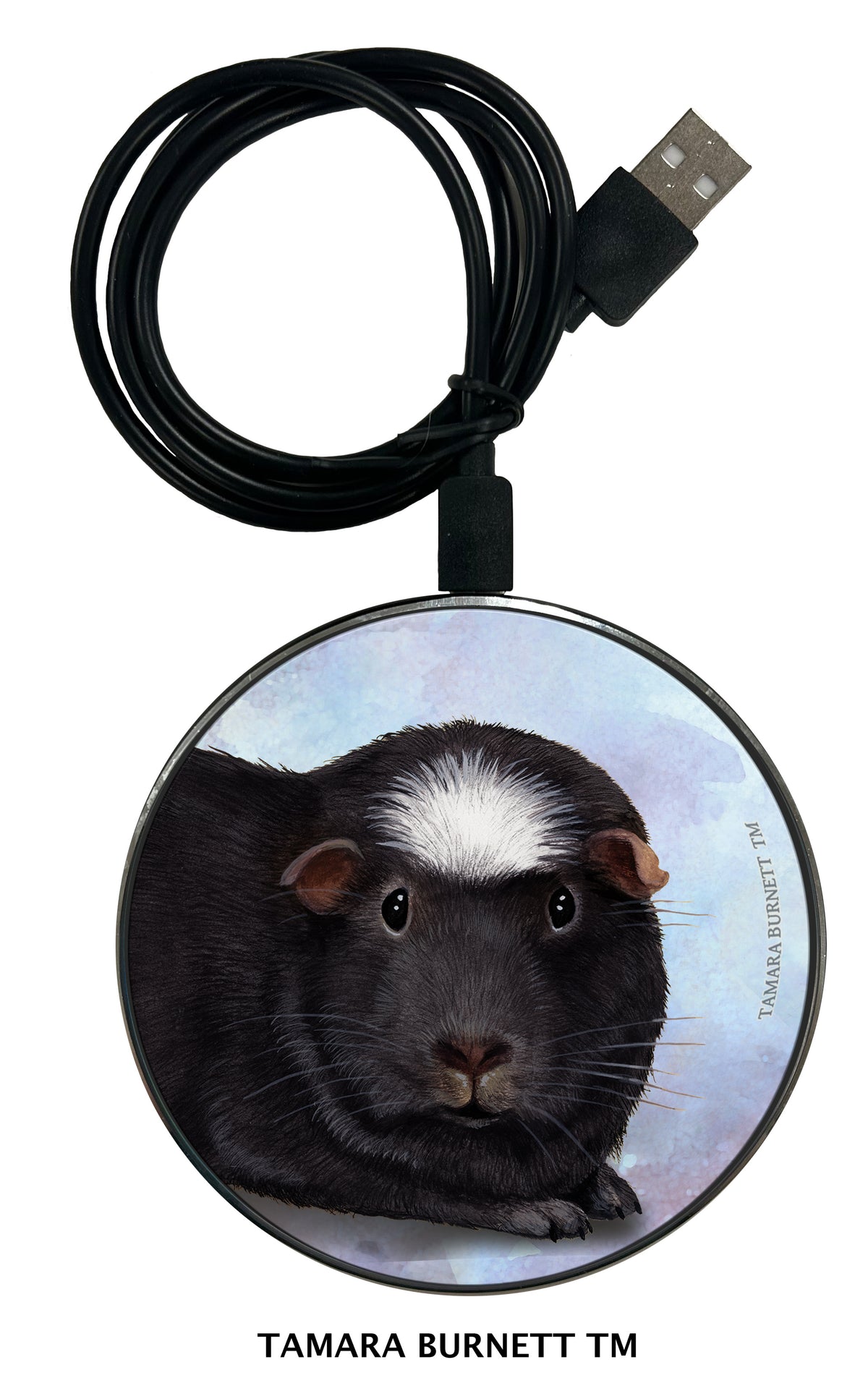 Crested Guinea Pig Black and White Zoomies Wireless Charger
