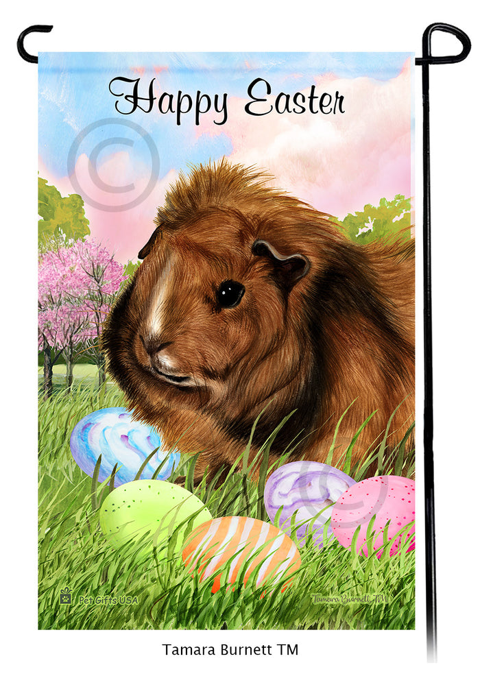Abyssinian Guinea Pig Happy Easter Garden Flags