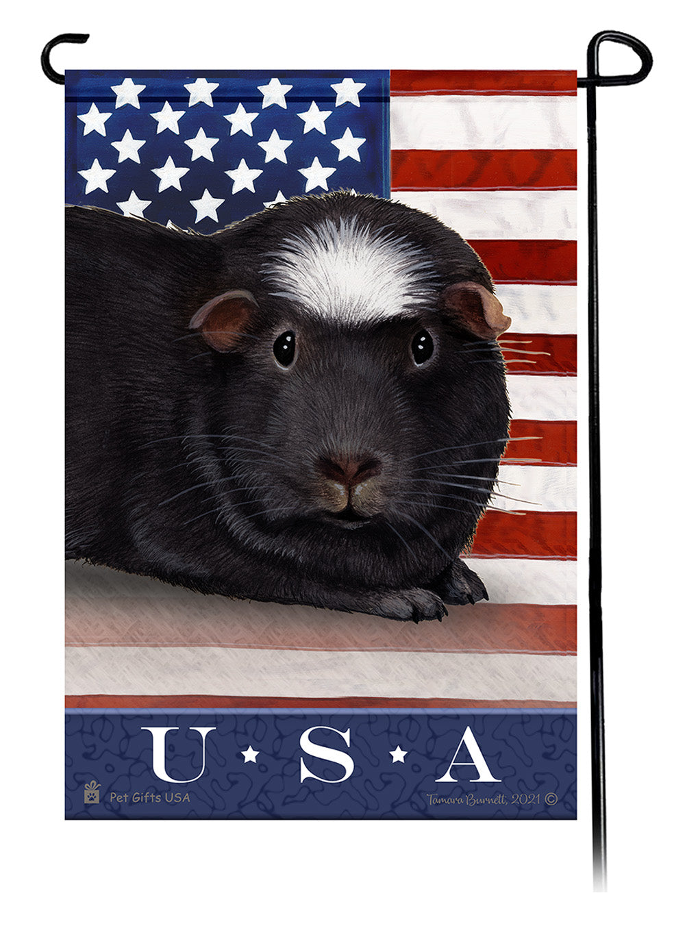Black Crested Guinea Pig True Blue Garden Flags