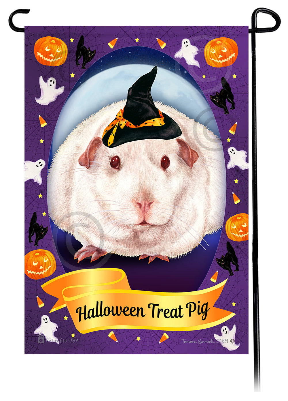 Pink Eyed White Guinea Pig Halloween Howls Garden Flags