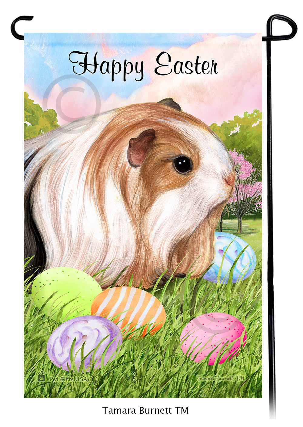 Silkie Guinea Pig Happy Easter Garden Flags