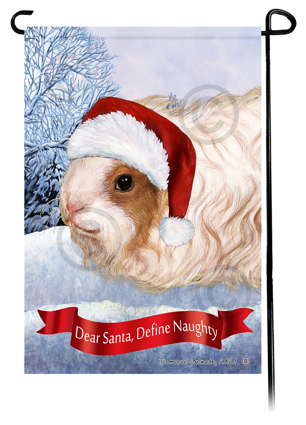 Texel Guinea Pig Dear Santa Define Naughty Garden Flags