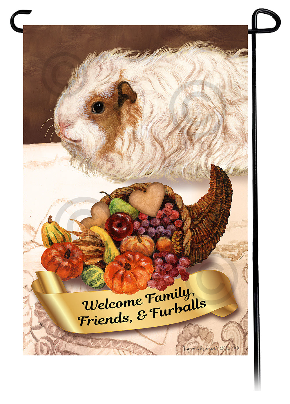 Texel Guinea Pig Thanksgiving Garden Flags